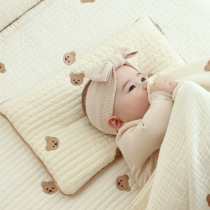 Baby cartoon bear pillow cotton breathable sweat-absorbent pillow four seasons universal embroidery rabbit pillow core baby pillow
