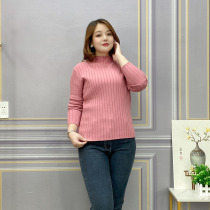 2021 autumn and winter clothes new semi-high neck knitwear women size fat mm loose Joker sweater knitted base shirt