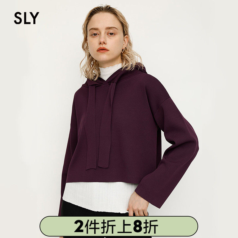 SLY spring new fashion solid color hooded short casual wear 030DSY70-0100
