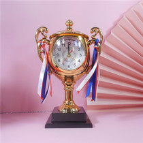 Student dormitory alarm clock Creative trophy alarm clock Childrens bedroom Bedside wake-up clock Wake-up small alarm clock Desktop pendulum clock