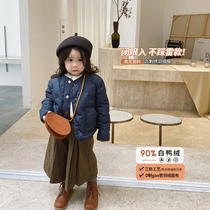 Grant mother girl 2021 Winter new display white short 90 white duck suede down jacket for childrens autumn and winter thickened jacket