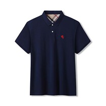 Mr Wu high-end embroidery solid color polo shirt mens short-sleeved fat plus size summer lapel cotton sports T-shirt