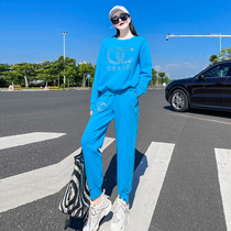 Fashion leisure sports suit women Spring and Autumn new round neck sweater foreign air aging running clothes thin two-piece set