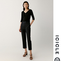 ICICLEs and womens clothing 2022 spring models new silk cashmere V neckline cardio-hoodie 1221A2084001