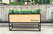 Outdoor wrought iron box anticorrosive wood green planting flower slot gardening flower bed rectangular flower stand planting box flower machine