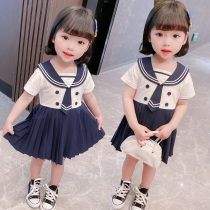Childrens clothing female 2021 summer new Korean version of foreign style college style childrens skirt childrens baby girl dress
