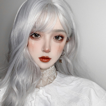 Wig girl silver net red fluffy natural big wavy long curly hair Cute princess modeling net red retouching face shape