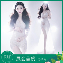 Pregnant womens photo costumes 21 new photo studio photography art pregnant womens photo clothes sexy perspective sequin dress