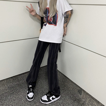 AREAX1101 American high street Dyed Washed Straight Cylinder Loose for casual medium-high waist jeans Long pants male spring female