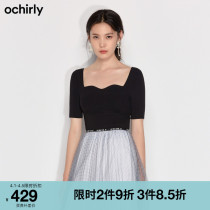 3 pieces 85 discount Euro time force 2022 new spring loaded wave collar short sleeves Knitted sweatshirt woman 1WY103142F