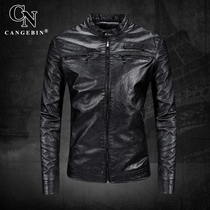 Leather mens leather jacket spring and autumn locomotive coat sheep leather cowhide Haining Harley 2021 new trend handsome