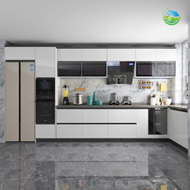 Cabinet custom overall kitchen cabinet Modern paint glass plate waterproof cabinet Household assembly kitchen cabinet