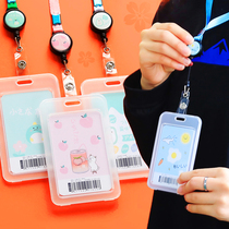 Card set student campus bus meal card access control transparent soft work card certificate citizen card kindergarten receiving card bag neck traffic work card with lanyard cute badge school card silicone protective cover