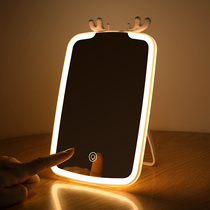 Think more about me led makeup mirror Dormitory Girl Hearts Home desktop Luminous Comb Makeup Mirror Deer Corner Bench with lamp mirror
