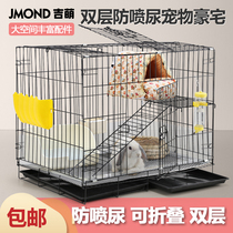 RABBIT CAGE SPECIAL DOUBLE DECKER FOLDABLE ANTI-SPRAY URINE DAMPER FOR HOME PLUS COARSE MONEY WITH TRAYS DUTCH PIG PET CAGE