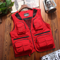 8516 outdoor vest summer multi-pocket loose middle-aged and elderly mens casual vest thin sleeveless large size waistcoat