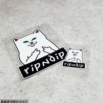 Creative personality Waterproof invincible cheap cat middle finger cat RlPNDlP tide brand sticker Personality decoration reflective decal