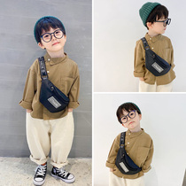 Korean version of the childrens bag Baby mini cartoon oblique cross bag boy chest bag cute simple fashion out of the fanny pack backpack