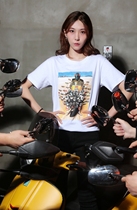Outer single cattle wing Knight motorcycle retro locomotive animation theme high-end light luxury cotton T-shirt Vespa seamless