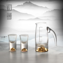 Glass Jinshan white wine cup set creative wine dispenser male Cup household smallest wine cup half two small wine glass jug