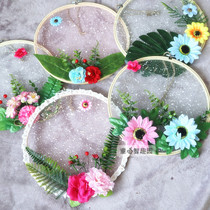 Kindergarten creative bamboo circle embroidery shed disc charm Handmade diy floral wall decoration Forest pastoral style decorative pendant