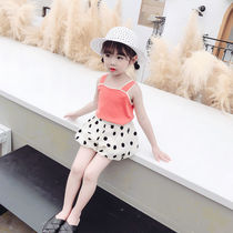 Girls sling set summer baby Western style childrens fashion clothes 0-3-5 years old 2 female baby shorts two-piece set