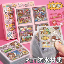 100 handbooks Sticker Decoration Small Patterns Suit Cute Characters Hand Ledger Mobile Phone Stickers Children Girl Cartoon Girl Hearts Diy Hands Books Ben Small Size Material Paper Ins Wind Stickup Stationery