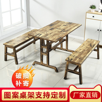 Retro food stalls early dining snacks canteen noodle restaurant dessert milk tea shop long table stool fast food table and chair