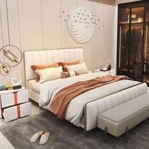Light luxury leather bed Modern simple 1 8 meters master bedroom ins net red wedding bed Nordic storage small apartment double bed