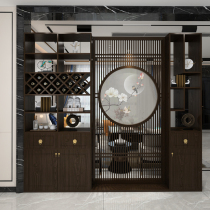 Embroidery new Chinese screen porch cabinet entrance solid wood living room modern partition foyer restaurant wine cabinet integrated Cabinet