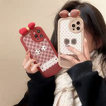 ins Wind graffiti wave dot bow iPhone13pro for Apple 12promax phone case 11 fall XR