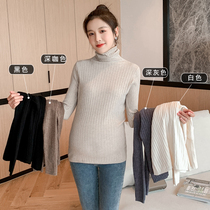 Pregnant women autumn and winter clothing pregnancy high bomb pit knit sweater belly slim fashion turtleneck coat winter base shirt
