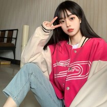 2021 New American pin baseball uniform female spring and autumn High Street tide hip hop trend Korean loose jacket jacket