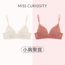 Curious Missy 2 pieces small-breasted underwear Gathered underwear Female summer sexy lace no rim bra Girly bra