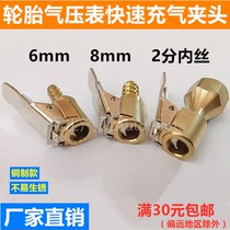 Copper Tire Inflation Chuck car pressure gauge air nozzle tire pressure gauge clip air nozzle rat tail 6 8 inner wire 2 points