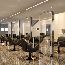 Net Red Barber shop mirror table hair salon special hair salon single-sided double-sided mirror floor with light stainless steel hair cutting mirror