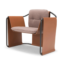Nordic designer new saddle leather casual single chair model house Villa sales office fashion negotiation sofa