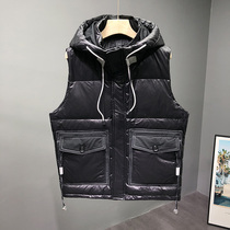 2021 hooded vest men autumn winter trend warm down vest winter casual tooling horse clip waistcoat