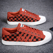 Sails shoes mens wave shoes 100 hitch deodorant plaid casual shoes 2022 Korean version Summer breathable low-help plate shoes