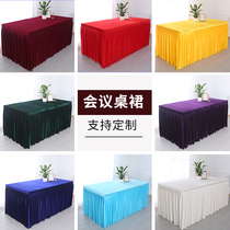Custom activity Office Hotel exhibition meeting room tablecloth tablecloth gold velvet cloth cover rectangular table skirt cover