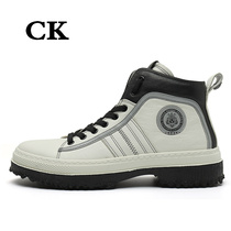 CK Men Trends High shoes Inron genuine leather Martin boots Fashion casual leather boots Dudonie Hong Kong