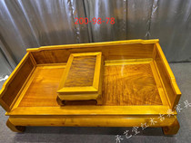 Quality Chinese style Ming and Qing classical golden silk Nana furniture golden nanmu Luohan bed Ming style three-way single plate small leaf Zhennan