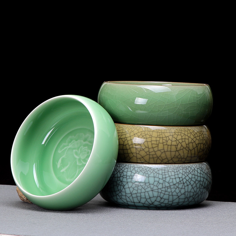 Boutique Longquan Qing porcelain tea wash large ceramic water wash coarse ceramic pen wash tea bowl kungfu tea accessories purple sand flower pot