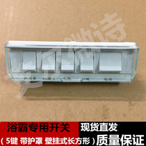 Wall-mounted general bath overpower switch 16A High power 5 open warmer waterproof switch Five-on-five open panel