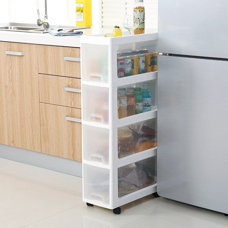 20CM wide-clamped storage cabinet kitchen bathroom plastic gap narrow cabinet mobile locker finishing cabinet drawer-type storage cabinet rack