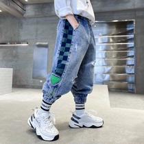 Boy jeans Spring autumn season Korean version Fashion Hole Air Beam Leggings Pants 2022 New CUHK Boy Pants