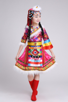 Girls Tibetan Dance Performance Costume Female Ethnic Minority Characteristic Costume Childrens Costume Tibetan Performance Costume Water Sleeve