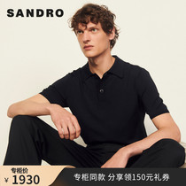 sandro classic mens elegant casual simple POLO shirt short-sleeved knitted top SHPTR00136