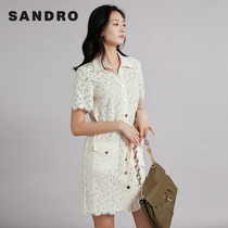 sandro 2021 spring and summer new womens French exquisite lace hollow cotton blended dress SFPRO01751