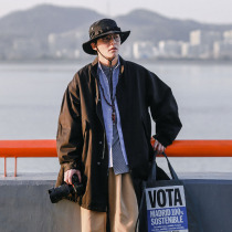 Hey Ma Qizuo Japanese Spring and Autumn long windbreaker mens military overcoat loose jacket jacket trend
